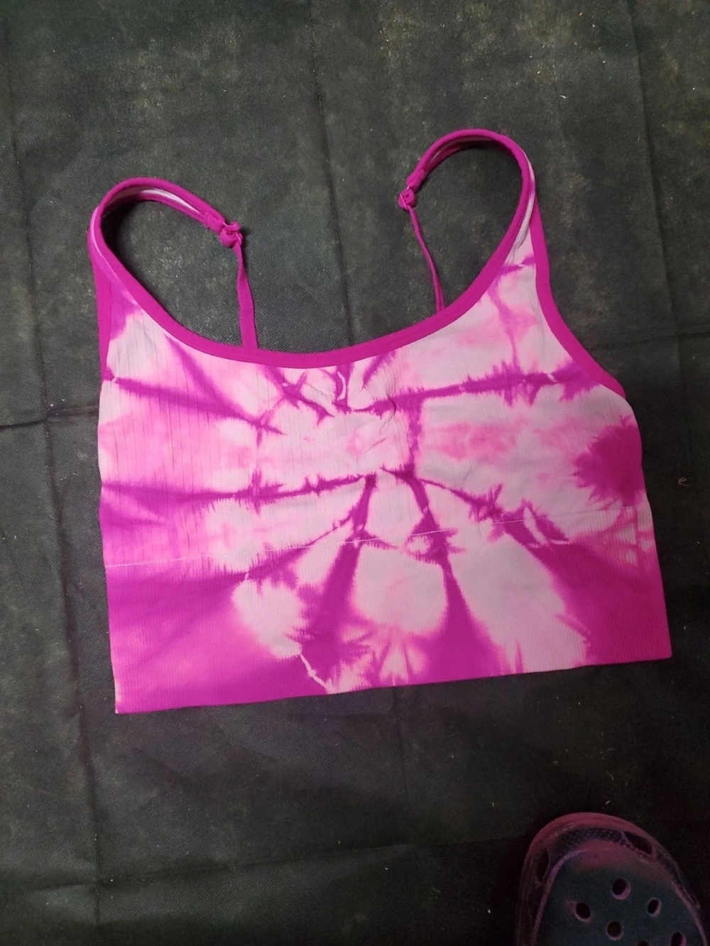 PINK Victoria's Secret Light Gray And Pink Tie-Dye Racerback Sports Bra